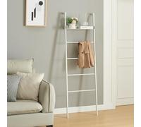 [en.casa] Étagère Échelle avec Tablette et 4 Échelons Meuble de Rangement Design pour Salon Chambre Salle de Bain Entrée Acier 160 x 50 x 28 cm Blanc