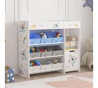 Étagère pour enfants 'Søndreland' avec une porte d'armoire et 9 boîtes pliantes 80 x 90 x 30 cm avec motif koala