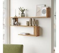 [en.casa] Étagère Murale à 3 Niveaux Meuble de Rangement Design Panneau de Particules Mélaminé 72 x 120 x 15 cm Effet Chêne Rustique