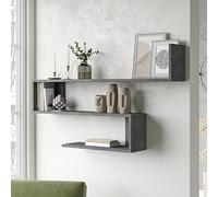 [en.casa] Étagère Murale à 3 Niveaux Meuble de Rangement Design Panneau de Particules Mélaminé 72 x 120 x 15 cm Effet Béton
