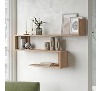 [en.casa] Étagère Murale à 3 Niveaux Meuble de Rangement Design Panneau de Particules Mélaminé 72 x 120 x 15 cm Effet Chêne