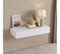 [en.casa] Étagère Murale avec 2 Tiroirs Table de Chevet Nuit Flottante Table d'Appoint Suspendue avec Espace de Rangement MDF PVC 80 x 35 x 12 cm Blanc