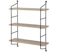 [en.casa]® Étagère murale avec 3 tablettes avec cadre d'acier avec aspect en bois - 48 x 15 cm