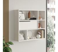 [en.casa] Étagère Murale avec 5 Compartiments de Rangement Ouverts Meuble de Stockage Suspendu pour Salon Chambre Panneau de Particules Métal 90 x 22 x 81 cm Blanc Noir
