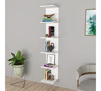 [en.casa] Étagère Murale avec 6 Compartiments Meuble de Rangement Suspendu avec 6 Tablettes pour Salon Bureau Couloir Chambre Panneau de Particules 180 x 35 x 32 cm Blanc