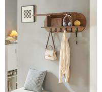 Portemanteau mural Vilkön avec compartiment de rangement 80 x 16 x 30 cm effet noyer