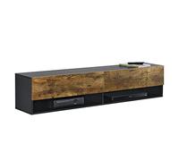 Meuble TV Halmstad - EN.CASA - 140 x 31 x 30 cm - Noir Chêne Foncé - Bois - Panneaux de particules