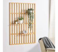 [en.casa] Étagère Murale Design Intemporel Panneau Mural Style Scandinave avec 3 Tablettes Modulables pour Salon Cuisine Bureau Entrée Bambou 120 x 80 x 13 cm Naturel