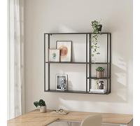 [en.casa] Étagère Murale Élégante pour Salon Chambre Cuisine Entrée Couloir Meuble de Rangement avec Compartiments Ouverts Acier 90 x 100 x 18 cm Noir