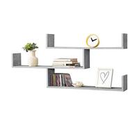[en.casa] Étagère Murale Grimstad 119 x 18 x 55 cm Effet Béton | Stylée Meuble Mural Design à 3 Surfaces de Rangement Capacité de Charge 9 kg Stockage Salon Bureau Chambre