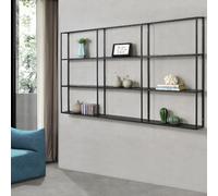 [en.casa] Étagère Murale Design à 9 Surfaces de Stockage Meuble de Rangement en Fer Capacité de Charge 5 kg par Tablette 160 x 18 x 110 cm Noir