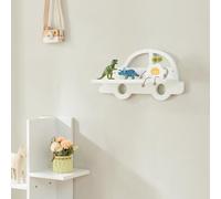 [en.casa] Étagère Murale pour Chambre Enfant Meuble de Rangement Capacité de Charge 2 kg Forme Voiture 21 x 40 x 11 cm MDF Blanc
