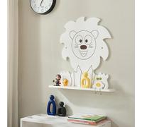 [en.casa] Étagère Murale pour Enfants avec Bords Arrondis Meuble de Rangement Décoratif en Forme Lion Construction Stable Chambre d'enfants MDF 60 x 55 x 11 cm Blanc