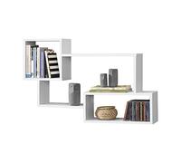 [en.casa] Étagère Murale Stylée Meuble Mural Design à 3 Surfaces de Rangement Capacité de Charge 13 kg Panneau de Particules Mélaminé 87 x 18 x 54 cm Blanc