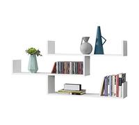 [en.casa] Étagère Murale Stylée Meuble Mural Design à 3 Surfaces de Rangement Capacité de Charge 14 kg Panneau de Particules Mélaminé 119 x 18 x 55 cm Blanc