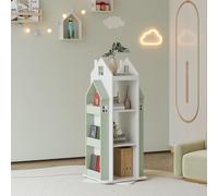 Étagère pivotante pour enfants 'Vipsali' au design maison 108 x 40 x 40 cm vert menthe / blanc