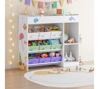 Étagère pour enfants 'Farusa' avec 9 boîtes pliables 80 x 90 x 30 cm Motif Aqua Dream