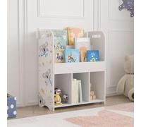 [en.casa] Étagère pour Enfants avec Compartiments de Rangement pour Livres Cahiers Jouets Coloriages Panneau de Particules 75 x 62 x 29 cm Blanc avec Motif de Koala