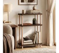 [en.casa] Étagère sur Pied Nampernu 62x40x18 cm Table d’Appoint Effet Noyer | Bout de canapé, 3 niveaux, peu encombrant, chevet, salon, cuisine, salle de bains, chambre