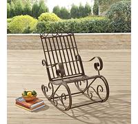 [en.casa] Fauteuil à Bascule de Jardin Vintage Robuste Meuble Design pour Usage Extérieur Métal 92 x 59 x 90 cm Bronze