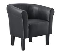 [en.casa] Fauteuil Chaise Siège Similicuir Plastique Noir 70 x 70 x 58 cm