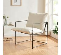 [en.casa] Fauteuil Confortable avec Coussins Rembourrés Housse Amovible et Lavable Siège Stable Design Intemporel pour Salon Chambre Bureau Métal Polyester 90 x 61 x 70 cm Noir Beige