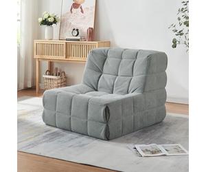 [en.casa] Fauteuil de Sol Chauffeuse Fauteuil Paresseux Rembourré Confortable Chaise de Cheminée Antidérapant Relax Salon Design Lecture Jeux Forme Ergonomique Polyester 75 x 90 x 100 cm Gris