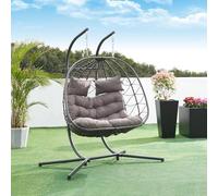 Fauteuil suspendu double 'Skense' avec support et coussin pour 2 personnes 198 x 156 x 98 cm Gris