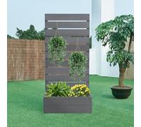 [en.casa] Jardinière avec Brise-Vue Bac à Fleurs avec Pare-Vue Résistant aux UV et Intempéries Protection Contre Les Regards et Le Vent Délimitation Différentes Zones WPC Gris