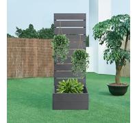 [en.casa] Jardinière avec Brise-Vue Bac à Fleurs avec Pare-Vue Résistant aux UV et Intempéries Protection Contre Les Regards et Le Vent Délimitation Différentes Zones WPC Gris