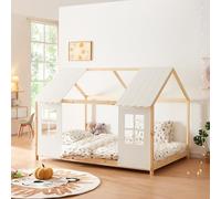 Lit d'enfant 'Tostedt' design semi-ouvert 140x200cm bois/blanc