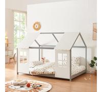 Lit d'enfant 'Tostedt' design semi-ouvert 140x200cm gris/blanc