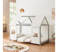 Lit d'enfant 'Tostedt' design semi-ouvert 90x200cm gris/blanc