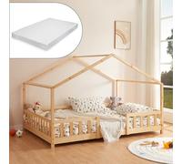 Lit d'enfant 'Treviolo' avec matelas et protection contre les chutes 120x200cm bois naturel