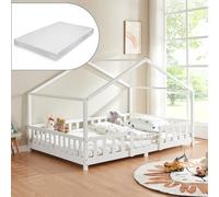 Lit d'enfant 'Treviolo' avec matelas et protection contre les chutes 140x200cm blanc