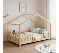 Lit d'enfant 'Treviolo' à l'aspect de maison avec protection contre les chutes pin 70 x 140 cm couleurs du bois