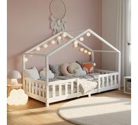 Lit d'enfant 'Treviolo' à l'aspect de maison avec protection antichute en pin 90 x 200 cm blanc