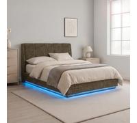 [en.casa] Lit Double Capitonné Tröstiar LED 140 x 200 cm Vert | Réglable par Télécommande et Coffre de Lit Spacieux Confortable Sommier à Lattes Capacité de Charge 500 kg