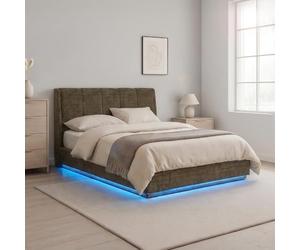 [en.casa] Lit Double Capitonné Tröstiar LED 140 x 200 cm Vert | Réglable par Télécommande et Coffre de Lit Spacieux Confortable Sommier à Lattes Capacité de Charge 500 kg