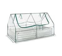 [en.casa] Lit Surélevé de Jardin avec Serre Potager Plate-Bande Permaculture Jardinière Carré Potager Bac de Culture Résistant Acier Galvanisé Film Plastique 186 x 96 x 98 cm Transparent