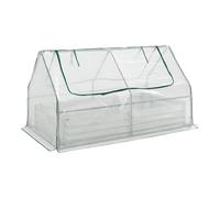 [en.casa] Lit Surélevé de Jardin avec Serre Potager Plate-Bande Permaculture Jardinière Haute Carré Potager Bac de Culture Résistant Acier Galvanisé Film Plastique 186 x 96 x 98 cm Blanc