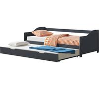 [en.casa] Lit tandem 2x 90x200cm gris foncé Lit gigogne Double canapé-lit avec sommier à lattes Lit fonctionnel en pin Canapé-lit Lit d'invité Lit couchette Lit de jour