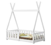 [en.casa] Lit Tipi pour Enfants avec Sommier à Lattes Confortable Protection Contre Les Chutes Capacité de Charge 80 kg Stable Design Moderne Bois de Pin Contreplaqué 140 x 70 cm