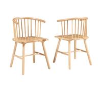 [en.casa] Lot de 2 Chaises de Salle à Manger avec Dossier Incurvé Ensemble de 2 Chaises Confortables Stables pour Salon Bureau Cuisine Capacité de Charge 150 kg Bois d'Hévéa 79 x 53 x 48 cm Naturel