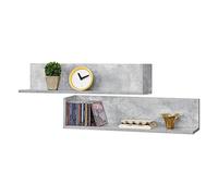 [en.casa] Lot de 2 Étagères Murales Stylées Set d'Étagères Flottantes Design Capacité de Charge 8 kg Panneau de Particules Mélaminé 75 x 17 x 17 cm Effet Béton