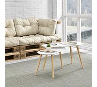 Lot de 2 Tables Basses Langesund Tailles Différentes MDF Pin Blanc [en.casa]