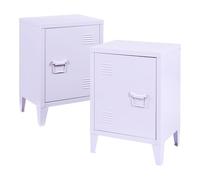 [en.casa] Lot de 2 Tables de Chevet avec Poignées de Porte sur Les Côtés Opposés Armoire Métallique Porte avec Fermeture Magnétique Fentes d'Aération Acier 57 x 40 x 30 cm Violet