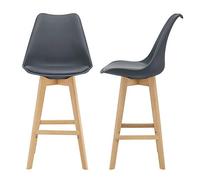 Lot de 2 Tabourets de Bar Lublin Similicuir Hêtre 105 x 48 x 58 cm Gris
