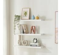 [en.casa] Lot de 3 Étagères Murales Pratiques et Élégantes pour Salon Chambre Bureau Cuisine Salle de Bain Entrée Capacité de Charge 5 kg par Tablette Métal MDF 80 x 20 x 4 cm Blanc