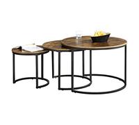 Lot de 3 tables basses gigognes Arvidsjaur Effet bois foncé Rondes [en.casa]